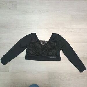 Sankom Black Lace Wireless Posture Comfort Bra With Sleeves Large